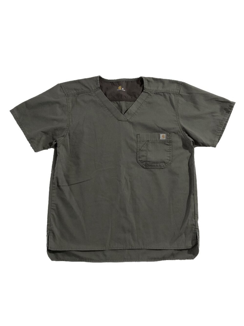 Carhartt Top Mens Size M Green Scrubs V-Neck Short Sleeve Pocket Nurse Medical